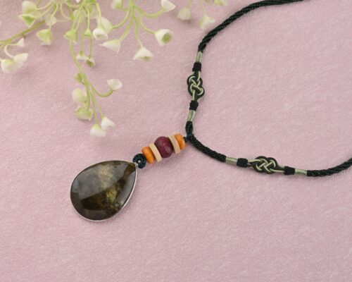 Gempro Labradorite Dreamscape Cord Necklace length 26 inches