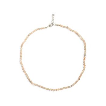 Gempro Genuine Peach Moonstone Faceted Gemstone Single Strand Necklace for Women