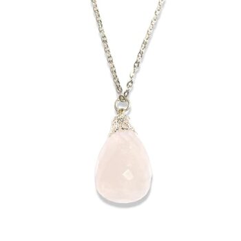 Gempro Rose Quartz Cabochon Pendant For Women