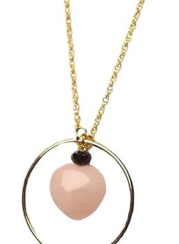 Gempro Rose Quartz Gemstone Heart Pendant for Women