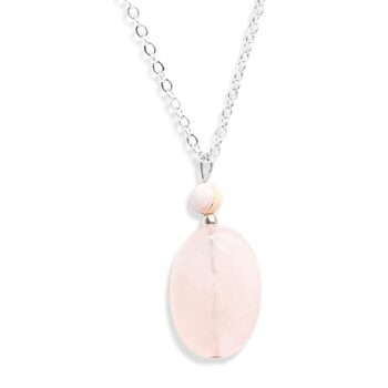 Gempro Women's Rose Quartz Pendant with Earrings