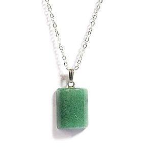 Gempro Certified Green Aventurine Gemstone Bar Chain Pendant for Women