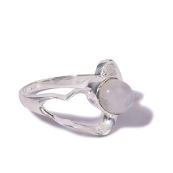Gempro 925 Silver Natural Dainty Oval Moonstone Gemstone Rings for Women (Size US 7)