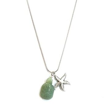 Gempro Aventurine Green Oxidized Gemstones Good Luck Turtle Charm Pendant for Women