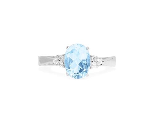 Gempro 925 Sterling Silver Certified Blue Topaz December Birthstone Ring for Women (Size US 6.5)