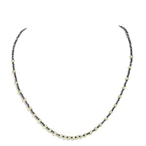 Gempro Genuine Export Quality Onyx and Peridot Gemstones Sleek Necklace for Women