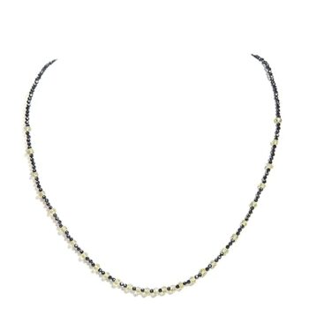 Gempro Genuine Export Quality Onyx and Peridot Gemstones Sleek Necklace for Women