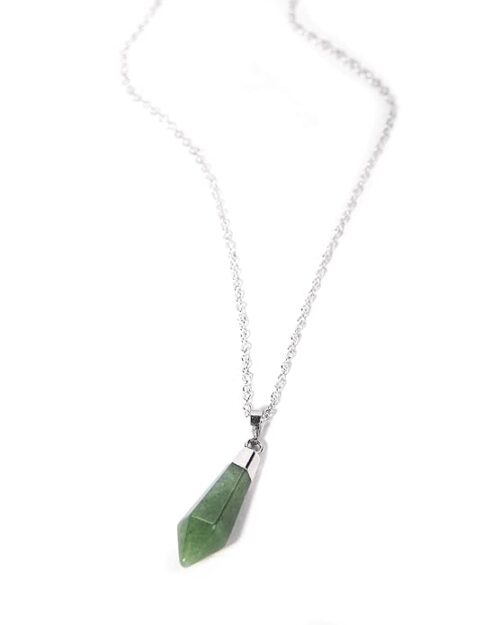 Gempro Natural Aventurine Gemstone Silver Chain Pendant Necklace for Women - Image 3