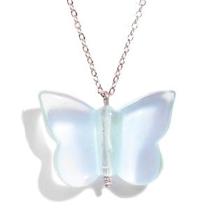 Gempro Natural Gemstone Butterfly Chain Pendant Necklace for Women