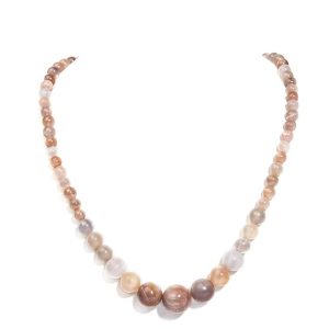 Gempro Certified Genuine Moonstone Gemstone Beads Graduated Necklace for Women