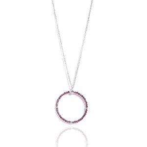 Gempro 925 Silver Hallmark Certified Tourmaline Gemstone Dainty Hoop Pendant Necklace for Women