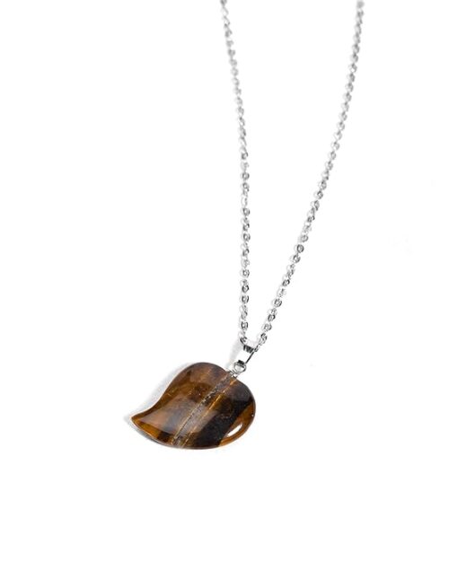 Gempro Genuine Tiger's Eye Gemstone Mango Silver Chain Pendant for Girls - Image 2