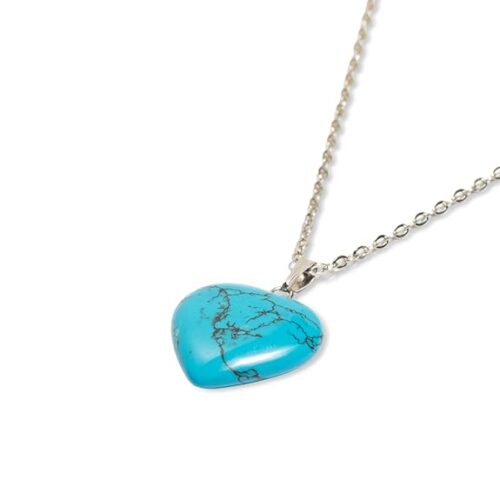 Gempro Women's Beautiful Turquoise Gemstone Heart Pendant - Image 3