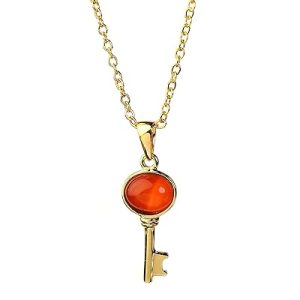 Gempro Certified Carnelian Crystal Love Key Pendant for Women