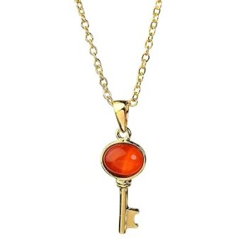 Gempro Certified Carnelian Crystal Love Key Pendant for Women