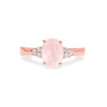 Gempro 925 Sterling Silver Certified Rose Quartz Solitaire Ring for Women, Pink