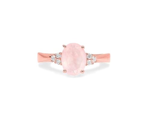 Gempro 925 Sterling Silver Certified Rose Quartz Solitaire Ring for Women, Pink