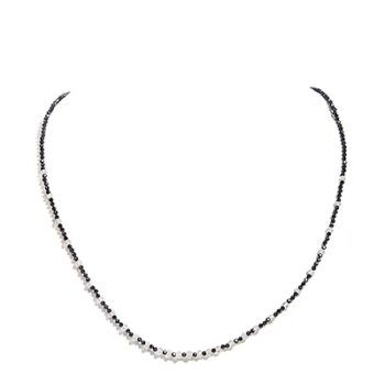 Gempro Genuine Gemstones Export Quality Black Spinel and Light Rose Quartz Sleek Necklace for Women
