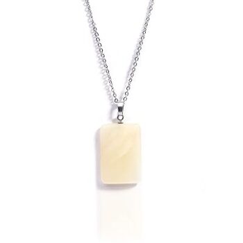 Gempro Genuine Florite Gemstone Rectangular Silver Chain Pendant for Women