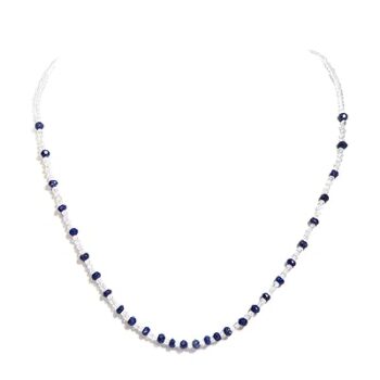 Gempro Genuine Gemstones Export Quality White Topaz and Lapis Lazuli Sleek Necklace for Women