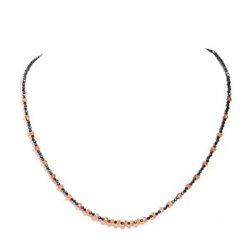 Gempro Genuine Gemstones Export Quality Black Spinel and Carnelian Sleek Necklace for Women