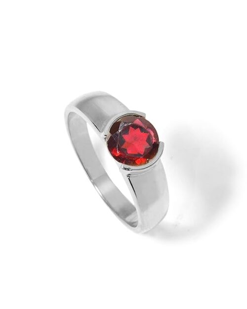 Gempro 925 Silver Certified Garnet Gemstone Astrological Ring for Men (Size US 10) - Image 3