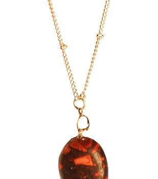 Gempro Red Crystal Oval Pendant for Women