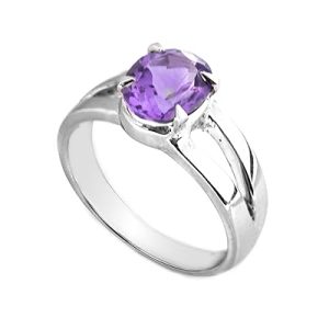 Gempro 925 Sterling Silver Certified Amethyst Split Shank Ring for Men (Size US 10)