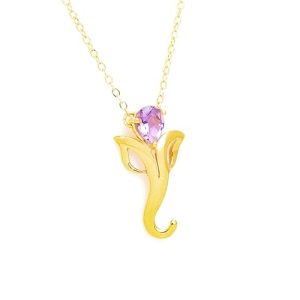 Gempro Beautiful Ganpati Amethyst Gemstone Pendant For Women