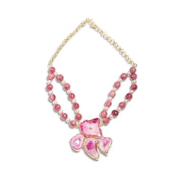 Gempro Genuine Druzy Agate Designer Brooch Layered Necklace for Women