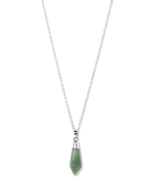Gempro Natural Aventurine Gemstone Silver Chain Pendant Necklace for Women - Image 2