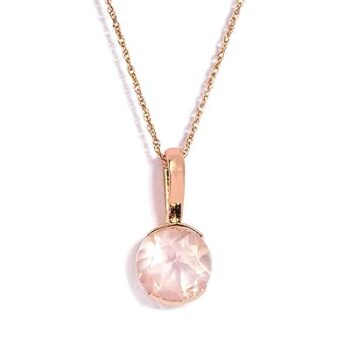 Gempro Rose Quartz Love Gemstone Solitaire Pendant for Women