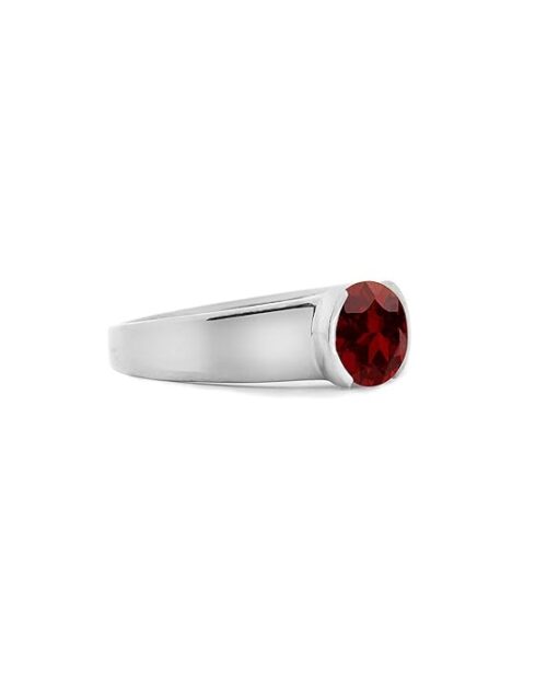 Gempro 925 Silver Certified Garnet Gemstone Astrological Ring for Men (Size US 10) - Image 2