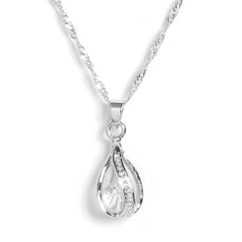 Gempro Genuine Lucky Jade Gemstone Elegant Silver Chain Pendant for Women