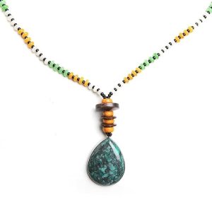 Gempro Chrysoclla Pear Pendant with Cord Necklace