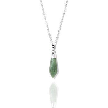 Gempro Natural Aventurine Gemstone Silver Chain Pendant Necklace for Women