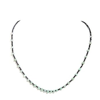 Gempro Genuine Gemstones Export Quality Black Spinel and Chrysoprase Necklace for Women