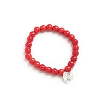 Gempro Red jade Bracelet Heart Charm for Women