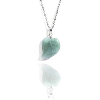 Gempro Genuine Aventurine Gemstone Mango Silver Chain Pendant for Girls