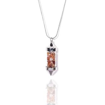 Gempro Genuine Carnelian Gemstone Dowsing Pendulum Chain Pendant for Women