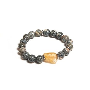 Gempro Certified Labradorite and Citrine Gemstones Healing Stretchable Bracelet