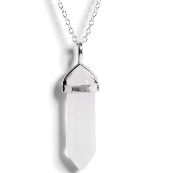 Gempro Clear Quartz Crystal Point Healing Pendant for Women