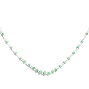Gempro Genuine Gemstones Export Quality White Topaz and Crysophase Sleek Necklace for Women