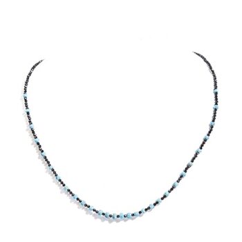 Gempro Export Quality Genuine Black Spinel and Turquoise Gemstones Necklace for Women