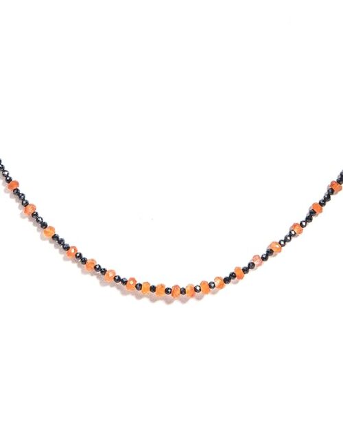 Gempro Genuine Gemstones Export Quality Black Spinel and Carnelian Sleek Necklace for Women - Image 3