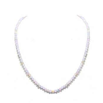 Gempro Genuine Morganite Faceted Gemstone Single Strand Necklace for Women