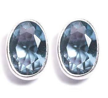 Gempro 925 Sterling Silver Blue Crystal Stud Earrings for Women