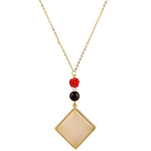 Gempro Created Cats Eye 14K Gold Plated Chain Pendant Necklace for Women