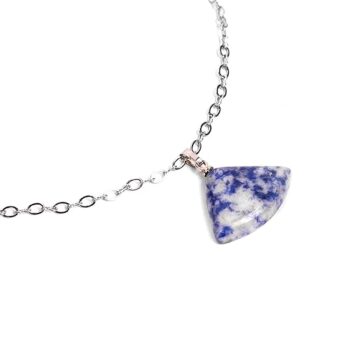 Gempro Gems Jewelry Genuine Triangular Sodalite Gemstones Chain Pendant Necklace for women