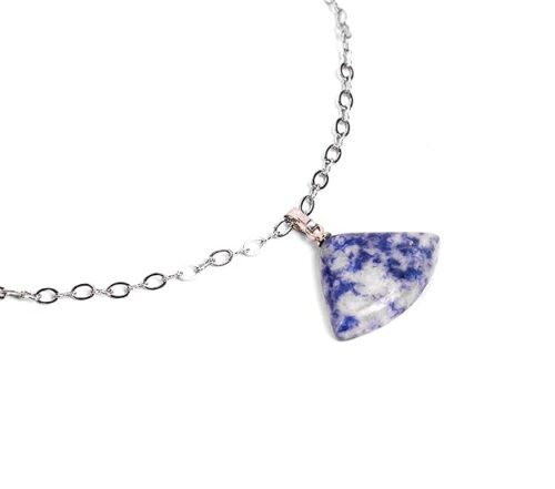 Gempro Gems Jewelry Genuine Triangular Sodalite Gemstones Chain Pendant Necklace for women